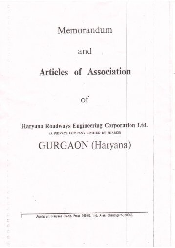 Memorandum and Activities of Haryana Roadways Engineering ...