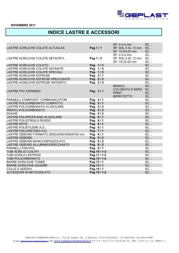 lastre acriliche colate - Geplast Communication