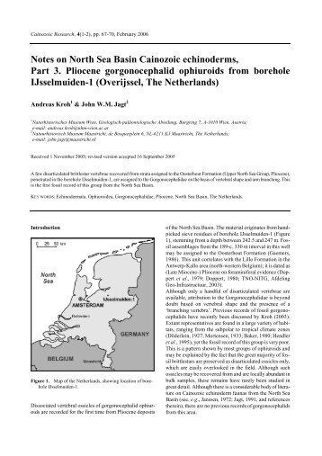 Notes on North Sea Basin Cainozoic echinoderms, Part 3. Pliocene ...