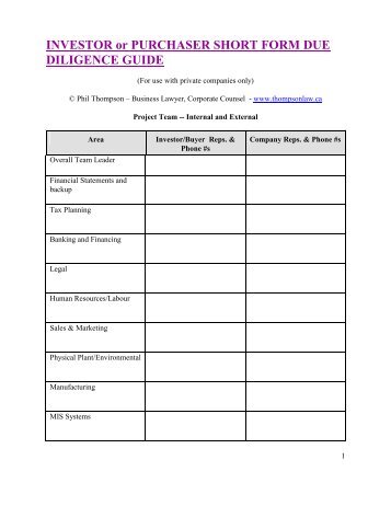 due diligence template free