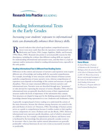 Reading Informational Texts in the Early Grades - Pearson