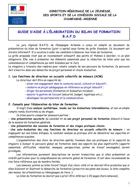 exemple bilan bafd 2014