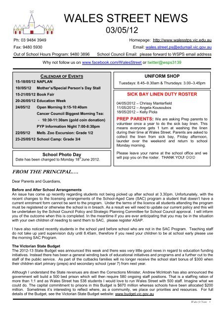 Wales Street News Wales Street Primary School