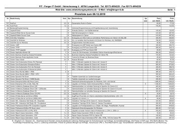 Preisliste zum 06.12.2010 - Fenger IT GmbH
