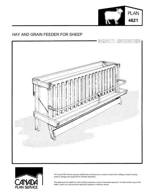 Hay And Grain Feeder For Sheep Leaflet Imperial Canada Plan