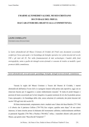 I marmi altomedievali del Museo Cristiano di Cividale - FederArcheo