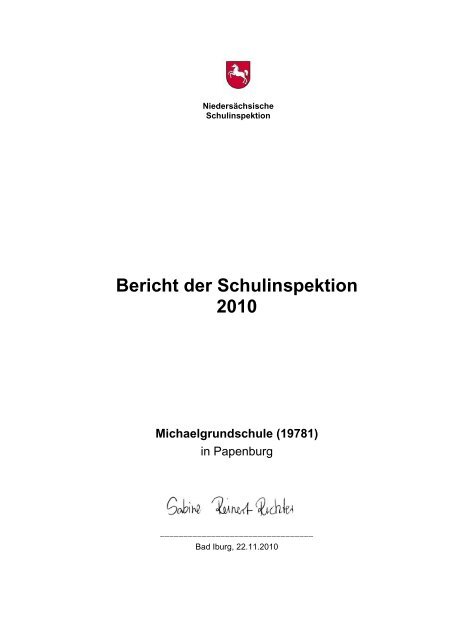 Bericht der Schulinspektion 2010 - Schulverbund Papenburg ...