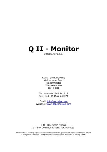 Monitor Operators Manual - DDA