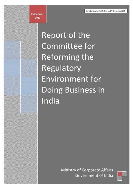 Report of the Committee for Reforming the Regulatory Environment ...