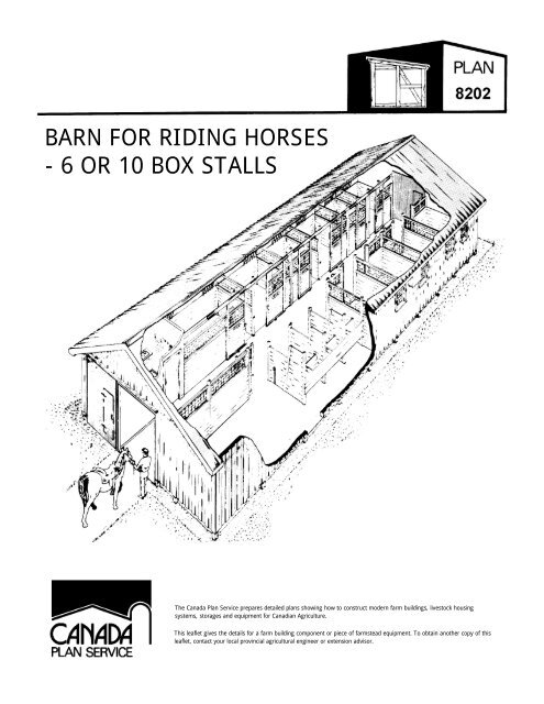 Barn For Riding Horses 6 Or 10 Box Stalls Canada Plan Service