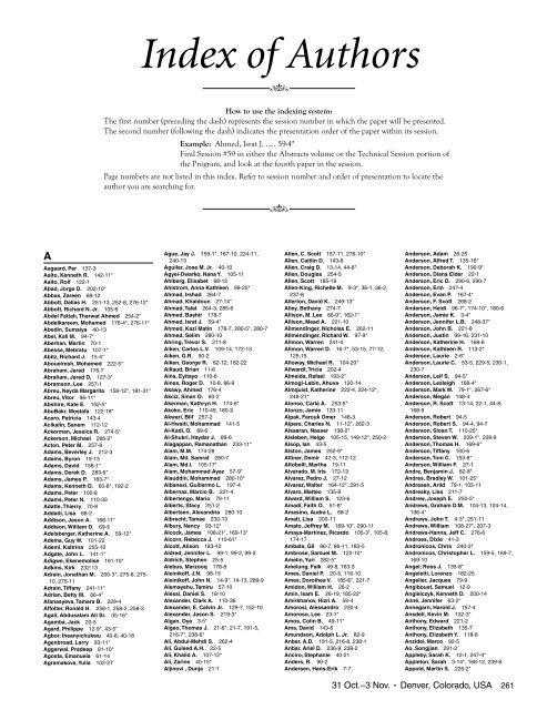 Index of Authors - Geological Society of America