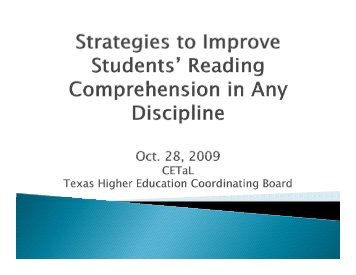Improving Student Reading Comprehension PPT ... - CETaL
