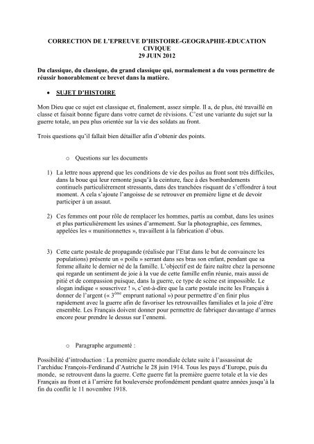 Brevet 2012 Francais