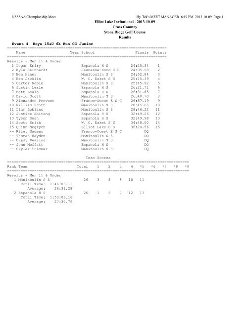 Pre-NSSSA Results - nossa