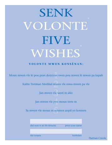 SENK VOLONTE FIVE WISHES - Ochsner.org