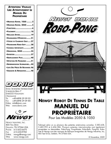 MANUEL DU propriÃ©tAirE - donic table tennis