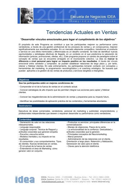 Tendencias Actuales en Ventas - IDEA