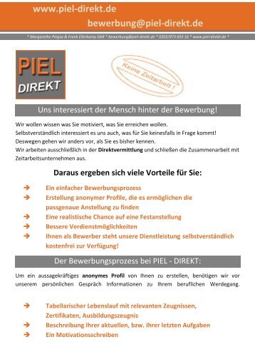 www.piel-direkt.de bewerbung@piel-direkt.de