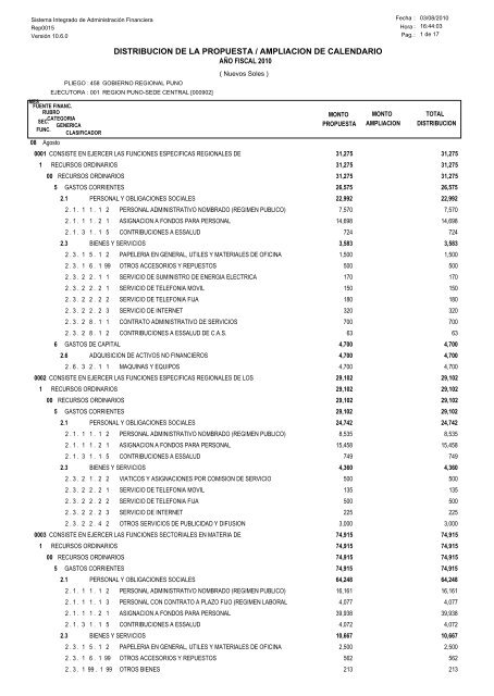 Calendario Mensual por Especifica de Gastos y por Fte. Fto. Agosto