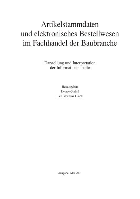 Artikelstammdaten und elektronisches ... - BauDatenbank