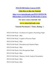 PSYCH 560 Entire Course (UOP)/Tutorialrank