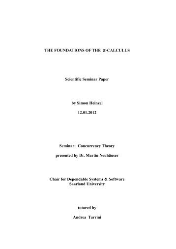 Foundations of the Pi calculus - Dependable Systems and Software
