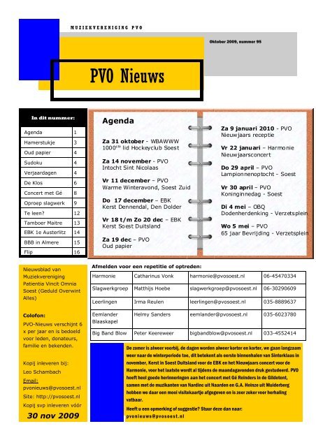 PVO Nieuws - Muziekvereniging PVO Soest