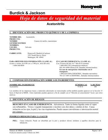 Burdick & Jackson Hoja de datos de seguridad del material ...