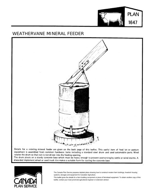Weathervane Mineral Feeder Leaflet Canada Plan Service