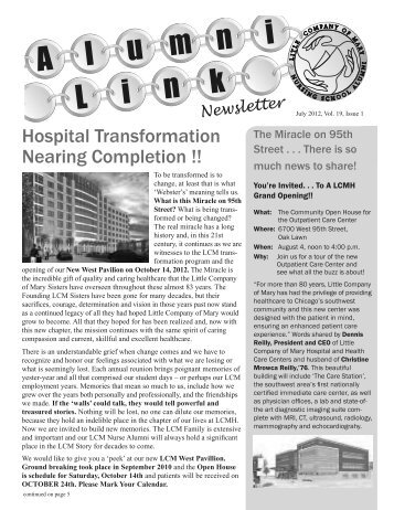 July 2012 - Little Company of Mary Hospital and Health Care Centers
