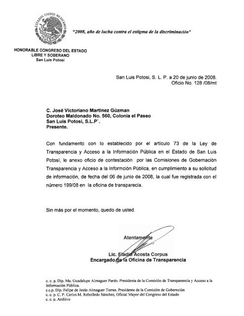 Respuesta A La Solicitud De InformaciÃ³n Presentada El 6 De Junio