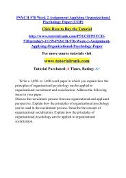  PSYCH 570 Week 2 Assignment Applying Organizational Psychology Paper (UOP)/Tutorialrank