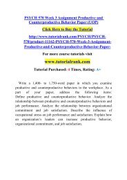 PSYCH 570 Week 3 Assignment Productive and Counterproductive Behavior Paper (UOP)/Tutorialrank