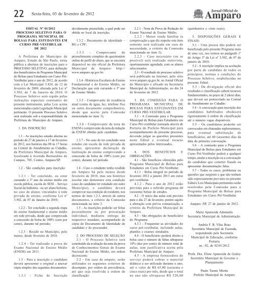 Jornal Oficial - 03 de fevereiro de 2012 - Prefeitura Municipal de ...