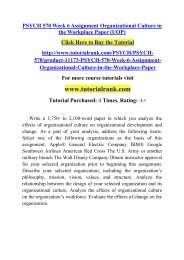 PSYCH 570 Week 6 Assignment Organizational Culture in the Workplace Paper (UOP)/Tutorialrank