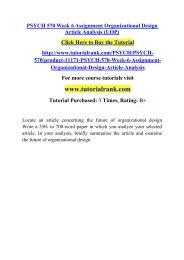 PSYCH 570 Week 6 Assignment Organizational Design Article Analysis (UOP)/Tutorialrank