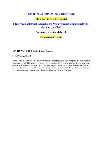 ABS 417 Week 1 DQ 2 ( Social Change Model ) /Uoptutorial 