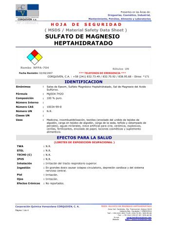 SULFATO DE MAGNESIO HEPTAHIDRATADO
