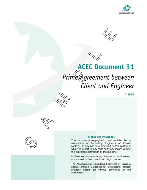 Acec Format Example ACEC Document 31 Prime Agreement between ... - Pearson Canada
