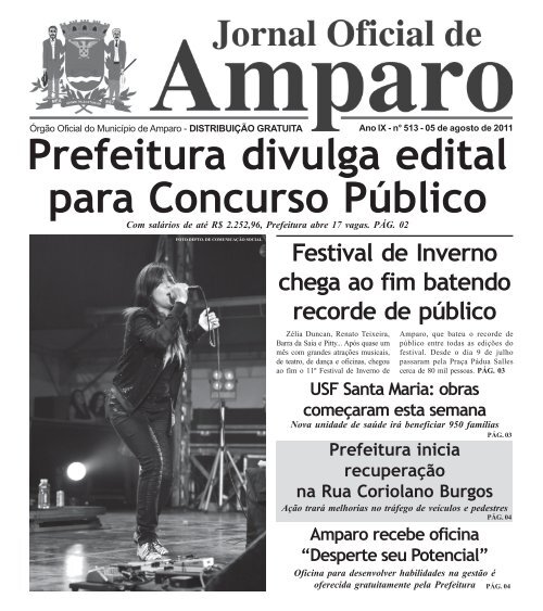 Jornal Oficial - 05 de agosto de 2011 - Prefeitura Municipal de Amparo