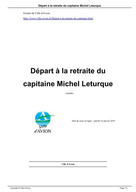 DÃ©part Ã  la retraite du capitaine Michel Leturque - Avion