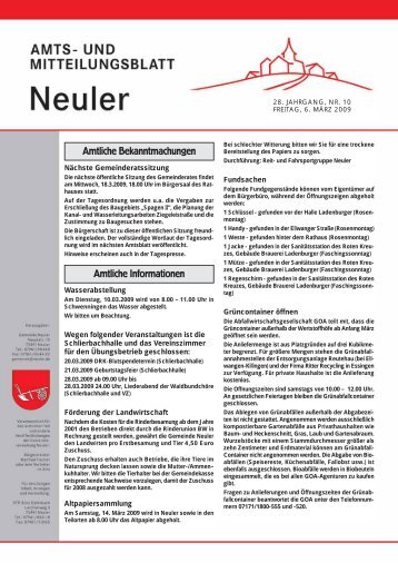 Amtliche Bekanntmachungen Amtliche Informationen - Neuler