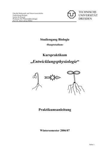 Versuch 1 - Fachrichtung Biologie - Technische Universität Dresden