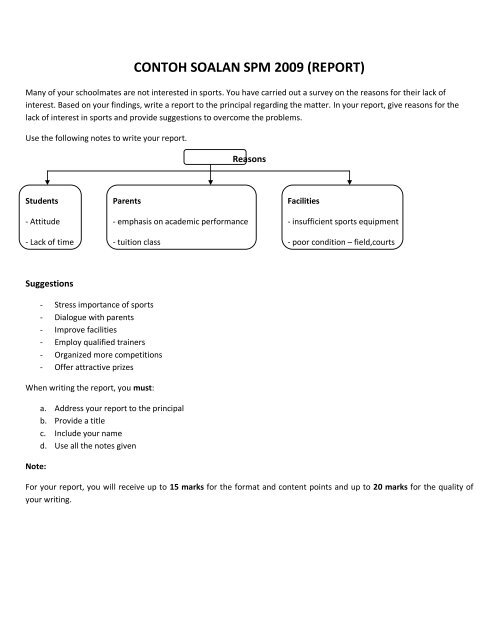 CONTOH SOALAN SPM 2009 (REPORT)