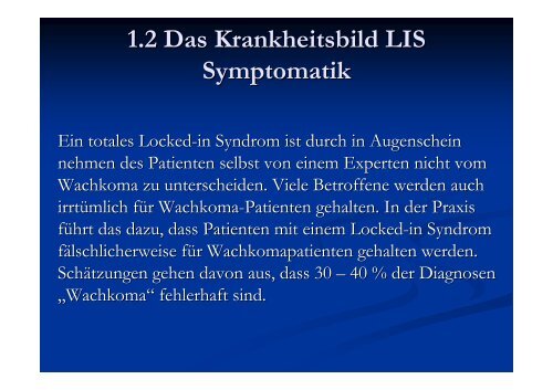 1.1 Historisches zum Locked-in Syndrom - LIS · Locked-In-Syndrom ...