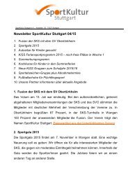 Newsletter SportKultur Stuttgart 04/15