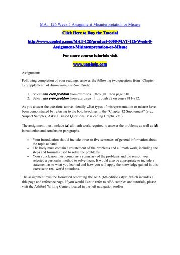 MAT 126 Week 5 Assignment Misinterpretation or Misuse