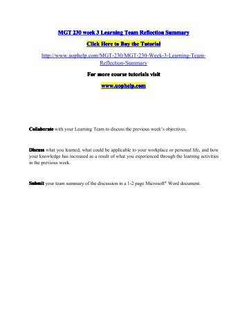 MGT 230 week 2 Learning Team Internal and External Factors Paper