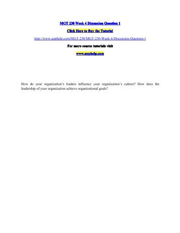 MGT 230 Week 4 Discussion Question 1