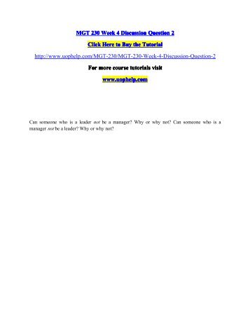 MGT 230 Week 4 Discussion Question 2